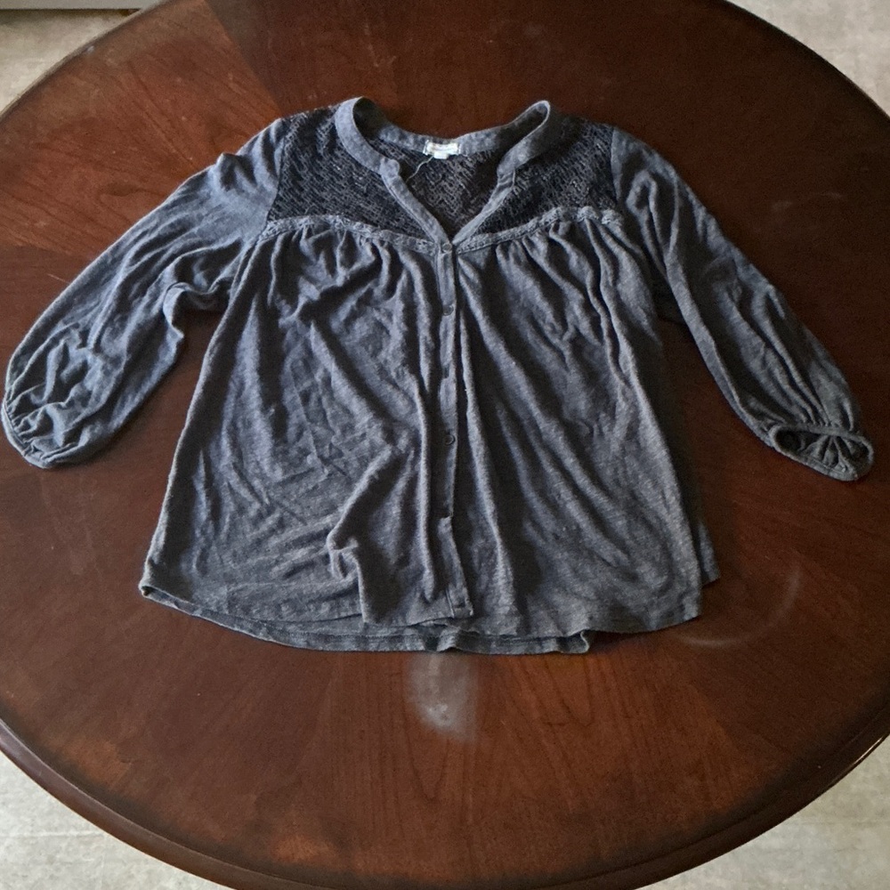 Eye Shadow - Charcoal Lace Knit Top